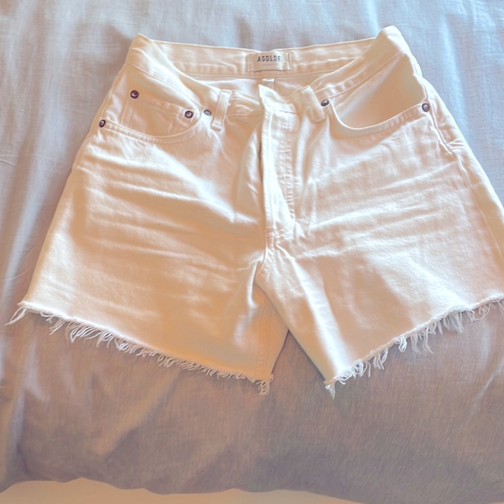 AGolde white denim high waited short